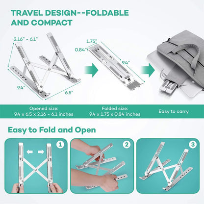 Metal Portable Laptop Stand, with 7 Adjustable Angles